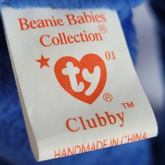 Ty Beanie Baby "Clubby" the Bear with Version #1 Tag Retired Collectible - Picture 7 of 8